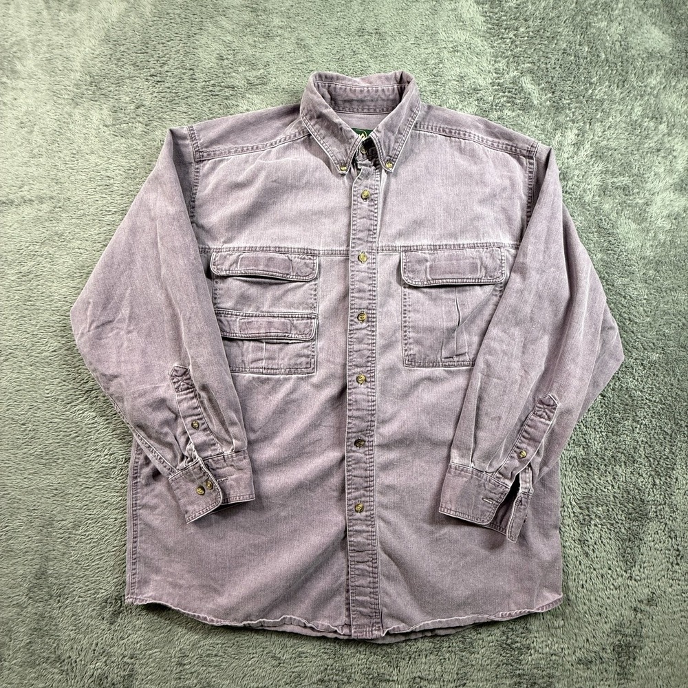 Colorado Denim Button Up Shirt M Purple Lavender Mens Relaxed Fit Cotton